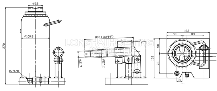 馬沙達MASADA附端口孔液壓千斤頂尺寸